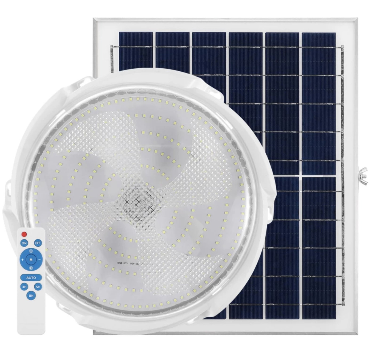 Aplica cu incarcare solara 200 W diametru 320 mm si telecomanda  alb rece